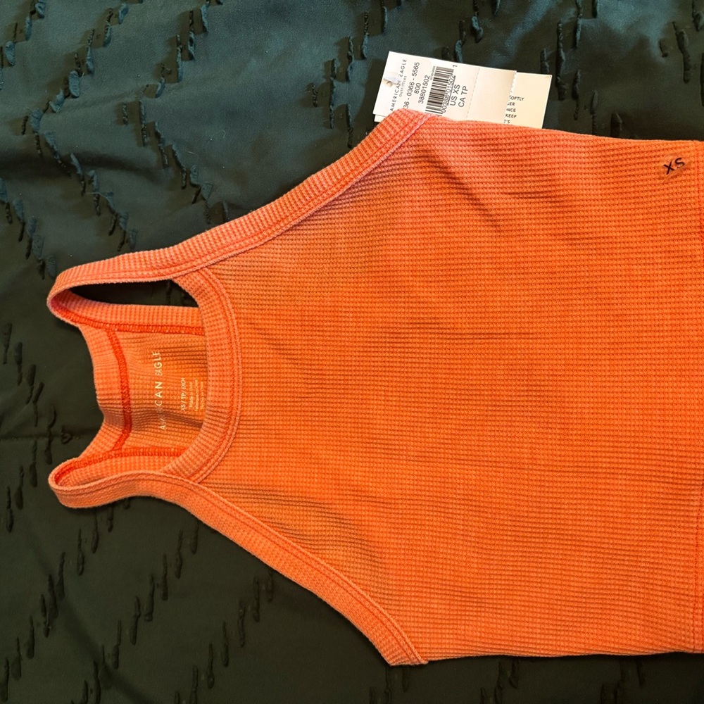 American Eagle Coral Ribbed Tank
